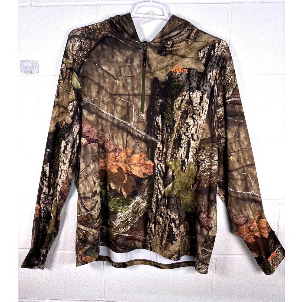 Habit Mossy Oak Break-Up Country Camo Quarter Zip Hoodie Mens XL Performance